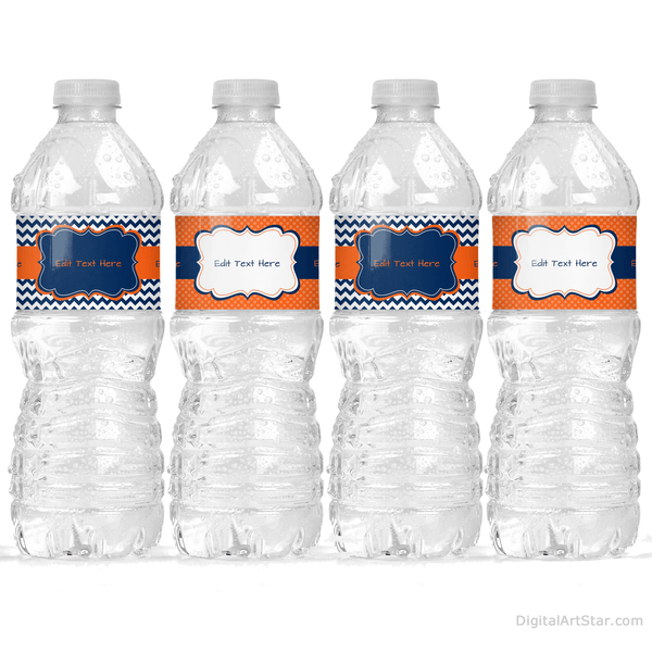 Men Birthday Water Bottle Stickers Navy Blue Orange White