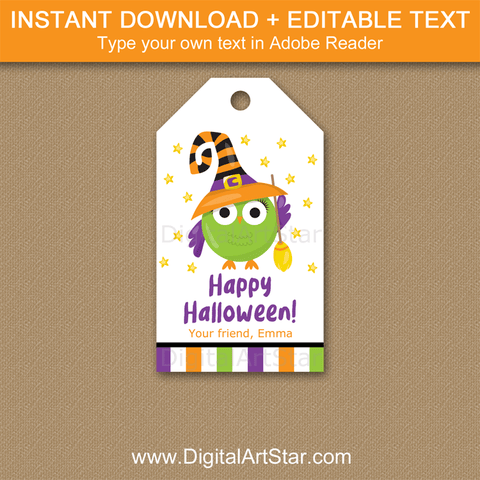 Cute Halloween Candy Bag Tags Template