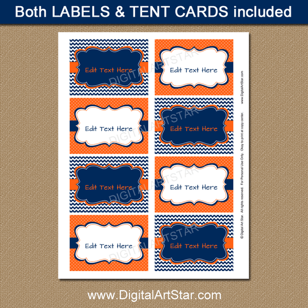 Printable Food Labels for Birthday Party Decorations