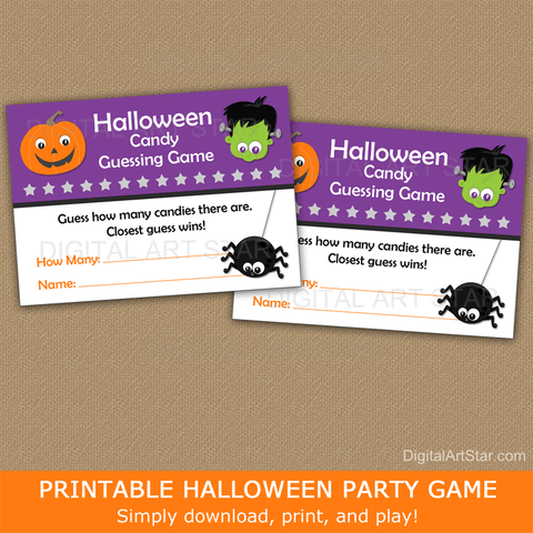 Printable Halloween Candy Guessing Game Cards