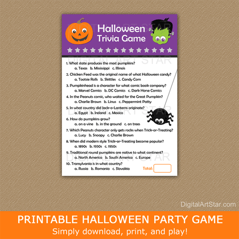 Printable Halloween Trivia Game