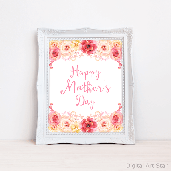 Printable Happy Mothers Day Wall Art Decor