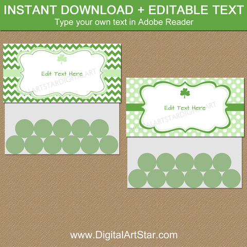 Printable St Patricks Day Goodie Bag Toppers with Shamrocks