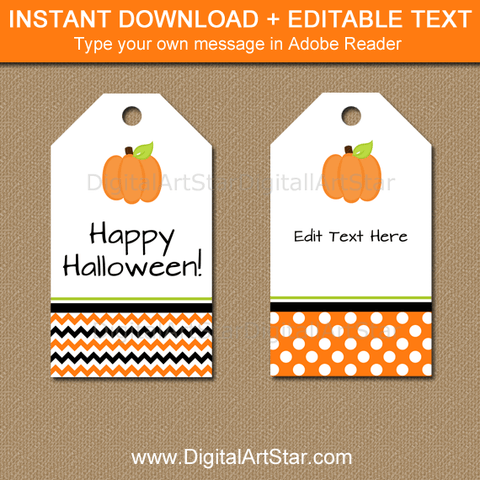 Pumpkin Tags for Halloween Goody Bags