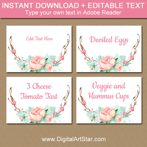 Rustic Floral Graduation Food Labels Template for Girl Graduation Party