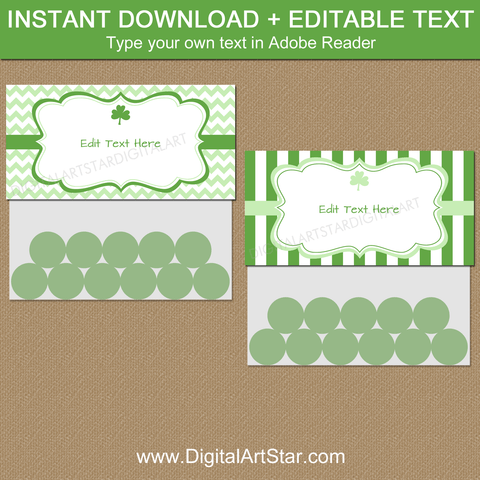 Shamrock St Patricks Day Treat Bag Toppers Printable