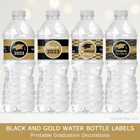 Graduation Trendy Stripes Water Bottle Labels with Photo – Candy Wrapper  Store