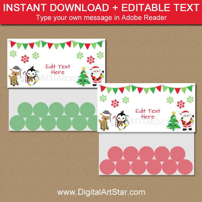 Download Cute Christmas Candy Bag Toppers Printable Digital Art Star PSD Mockup Templates