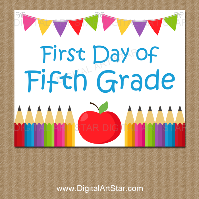 first-day-of-school-fifth-grade-sign-printable-digital-art-star