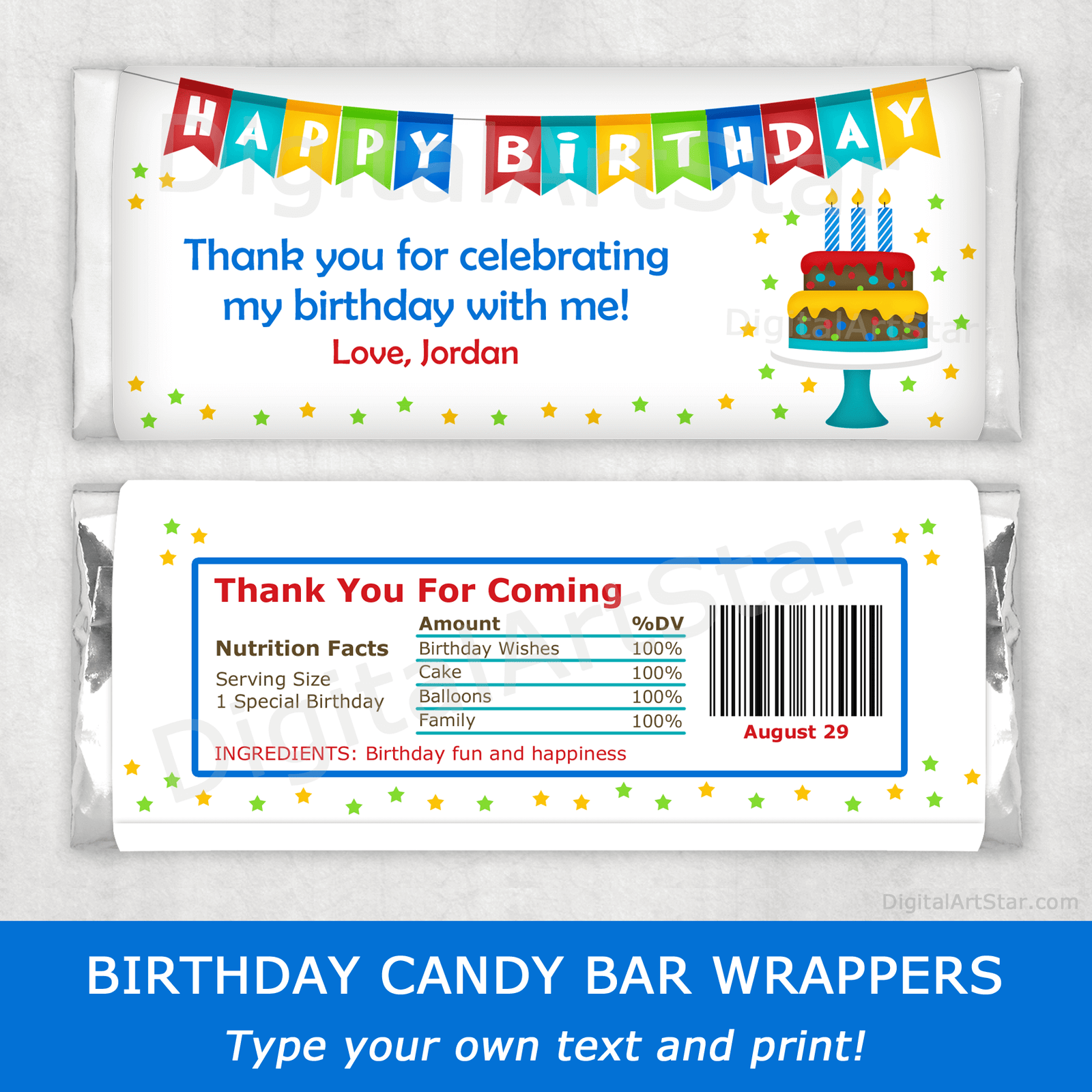 Free Printable Candy Bar Wrappers Birthday