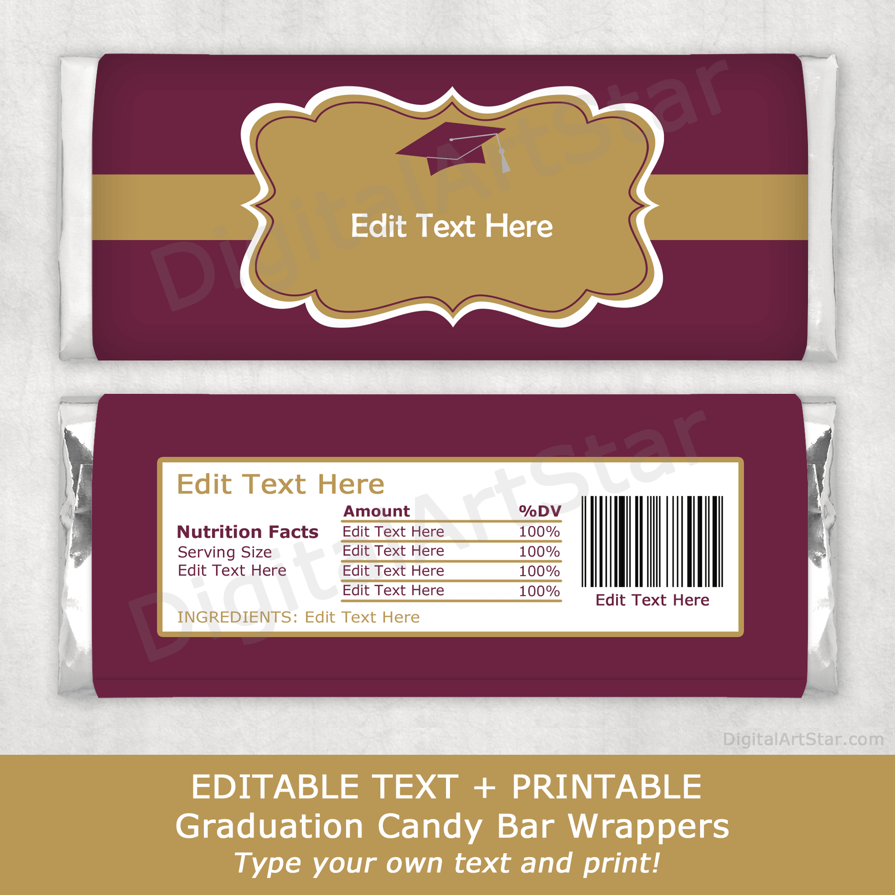 maroon-and-gold-graduation-candy-bar-wrappers-digital-art-star