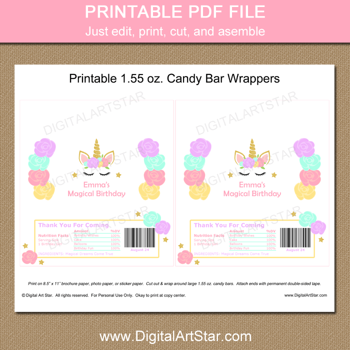 Candy bar wrapper template for mac