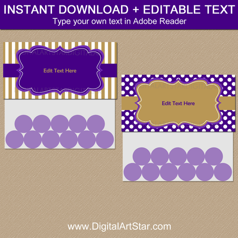 purple candy buffet label templates