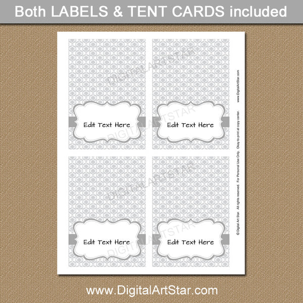 Silver Printable Place Cards | Digital Art Star