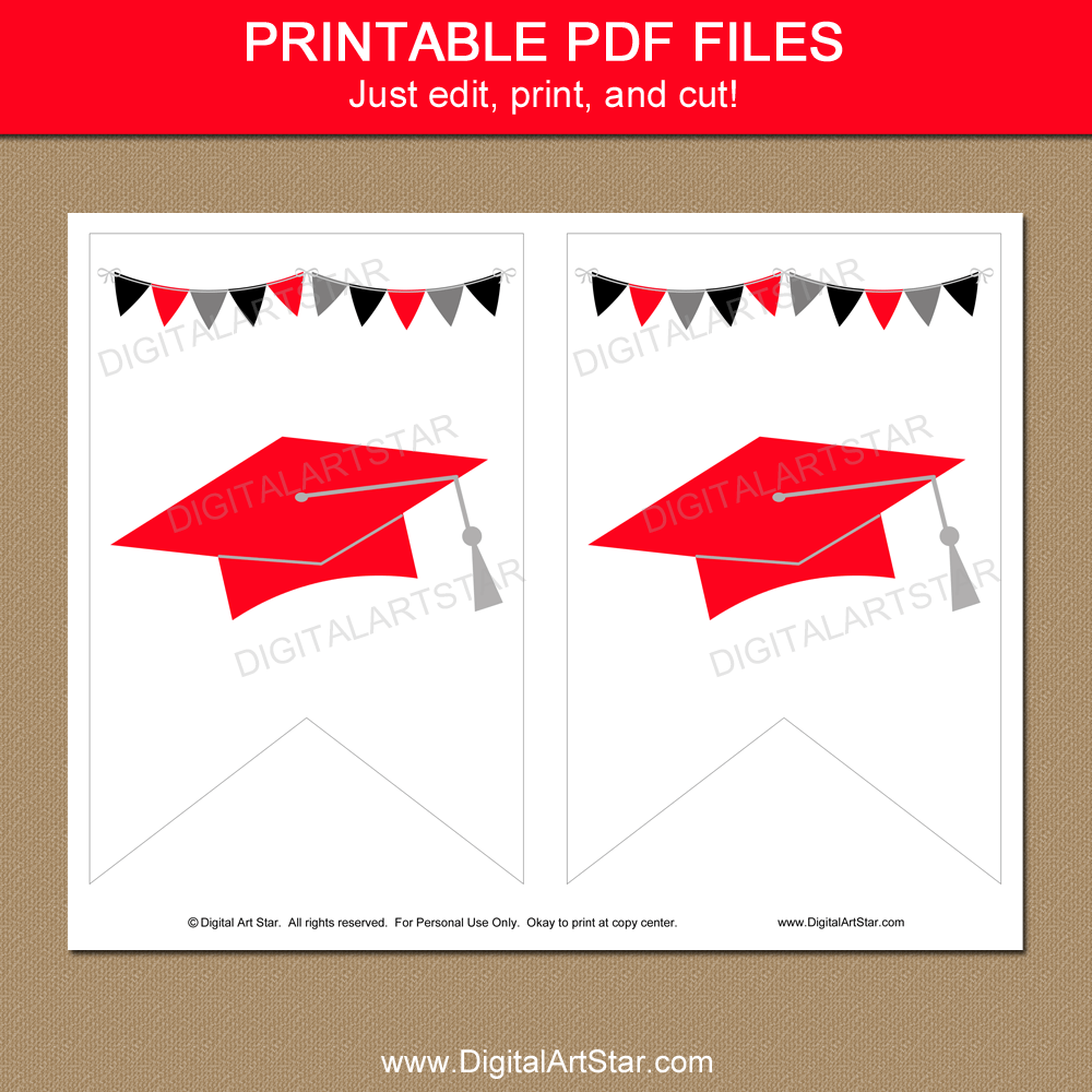 Black and Red Graduation Editable Banner Template | Digital Art Star