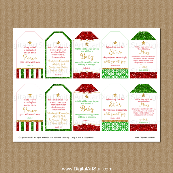 Christmas Bible Verse Tags - Gift Tag Download 