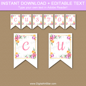 Spring Banner Printable Template - Floral Banner Decoration - Digital ...