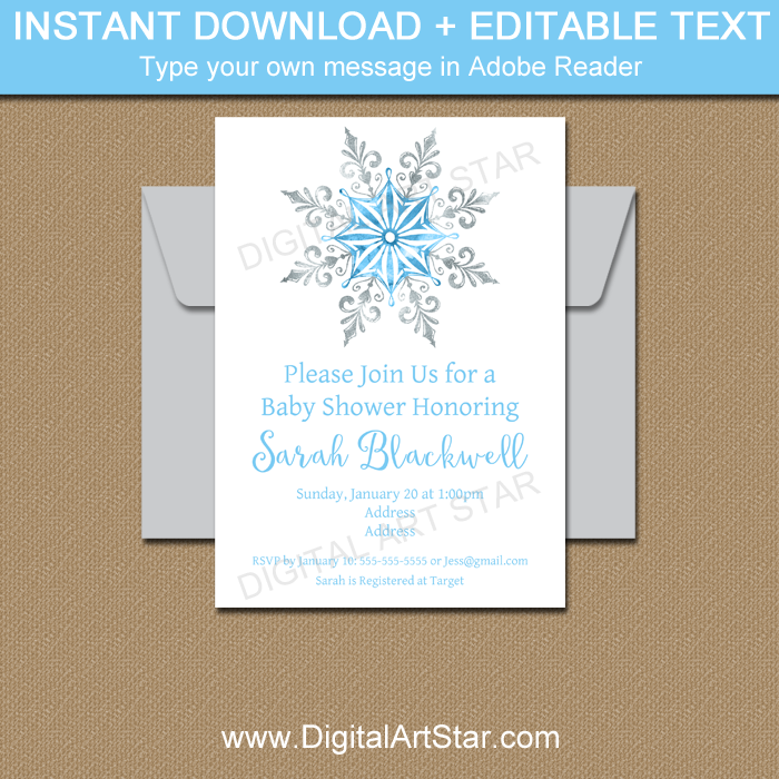 Snowflake Party Invitation Template 8