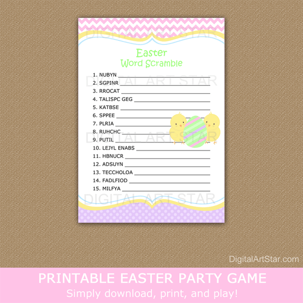 Easter Word Scramble Game Printable with Answers | Digital Art Star