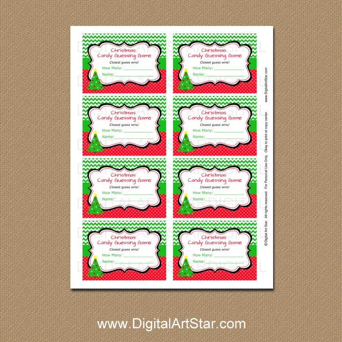 Christmas Tree Candy Guessing Game Template and Sign - Digital Art Star