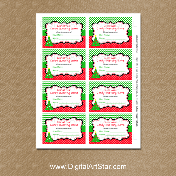 Christmas Tree Candy Guessing Game Template and Sign - Digital Art Star