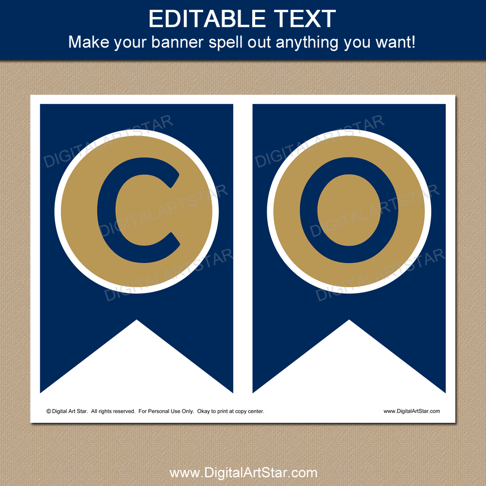 Graduation Banner Printable in Navy and Gold Digital Art Star