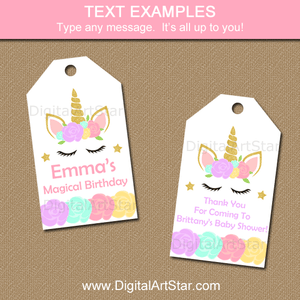 Printable Unicorn Party Favor Tags | Digital Art Star