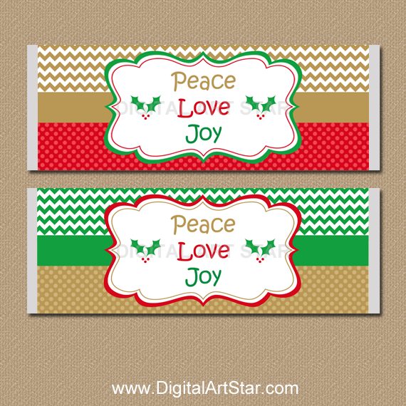 Christmas Candy Bar Wrapper Printable: Peace Love Joy ...