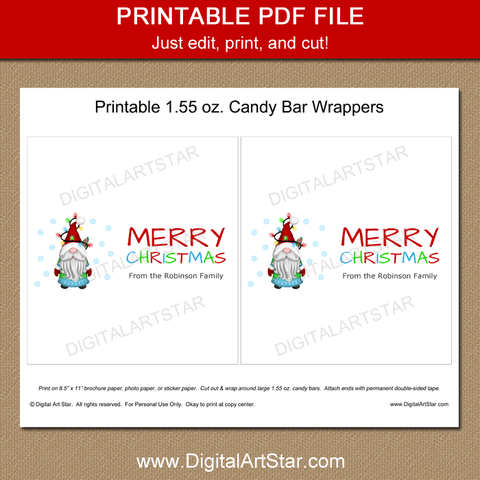 Editable Christmas Address Labels - Gnome in Wreath