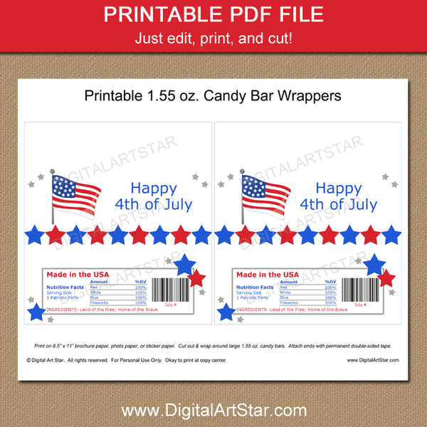 free editable candy bar wrapper template