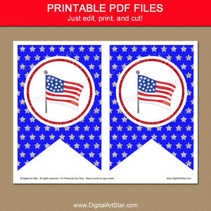 American Stars and Stripes Printable Banner | Digital Art Star