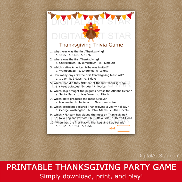 Printable Thanksgiving Game Trivia Games Word Games More Digital Art Star