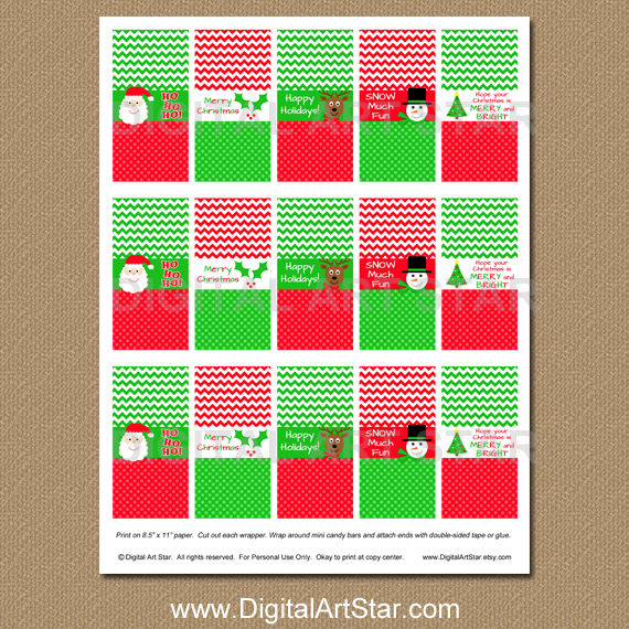 Holiday Candy Bar Wrappers Christmas Party Favors Digitalartstar Digital Art Star