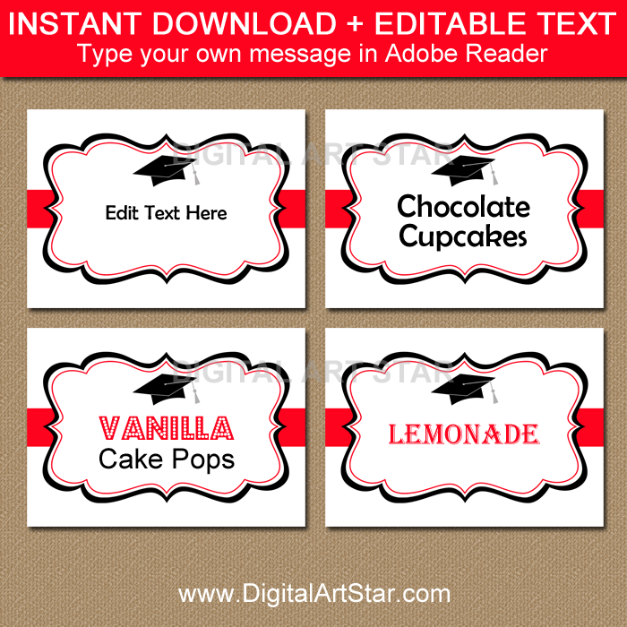 Graduation Candy Buffet Labels: Editable Template | Digital Art Star