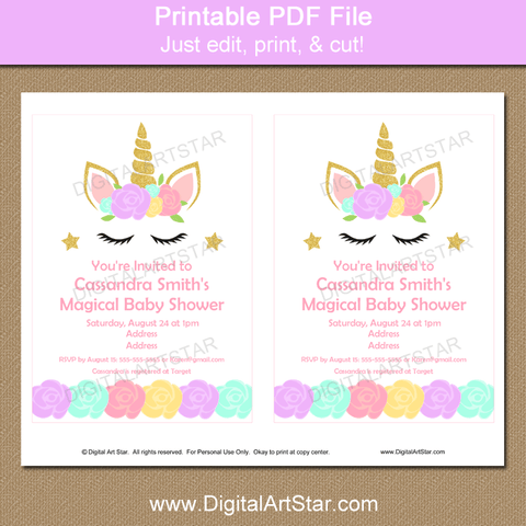 unicorn printable food labels unicorn party supplies digital art star