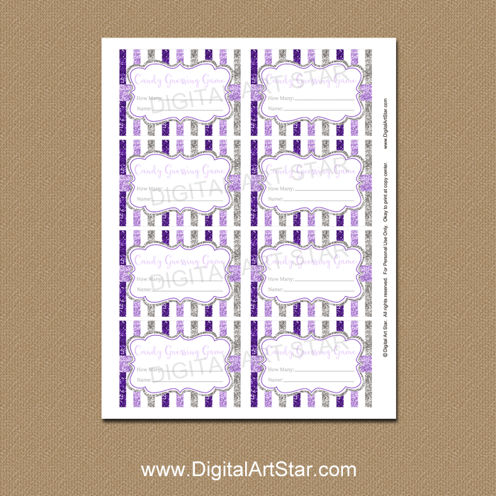 Printable Purple Candy Guessing Game Digital Art Star