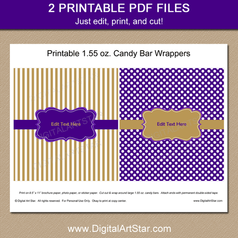 purple candy buffet label templates