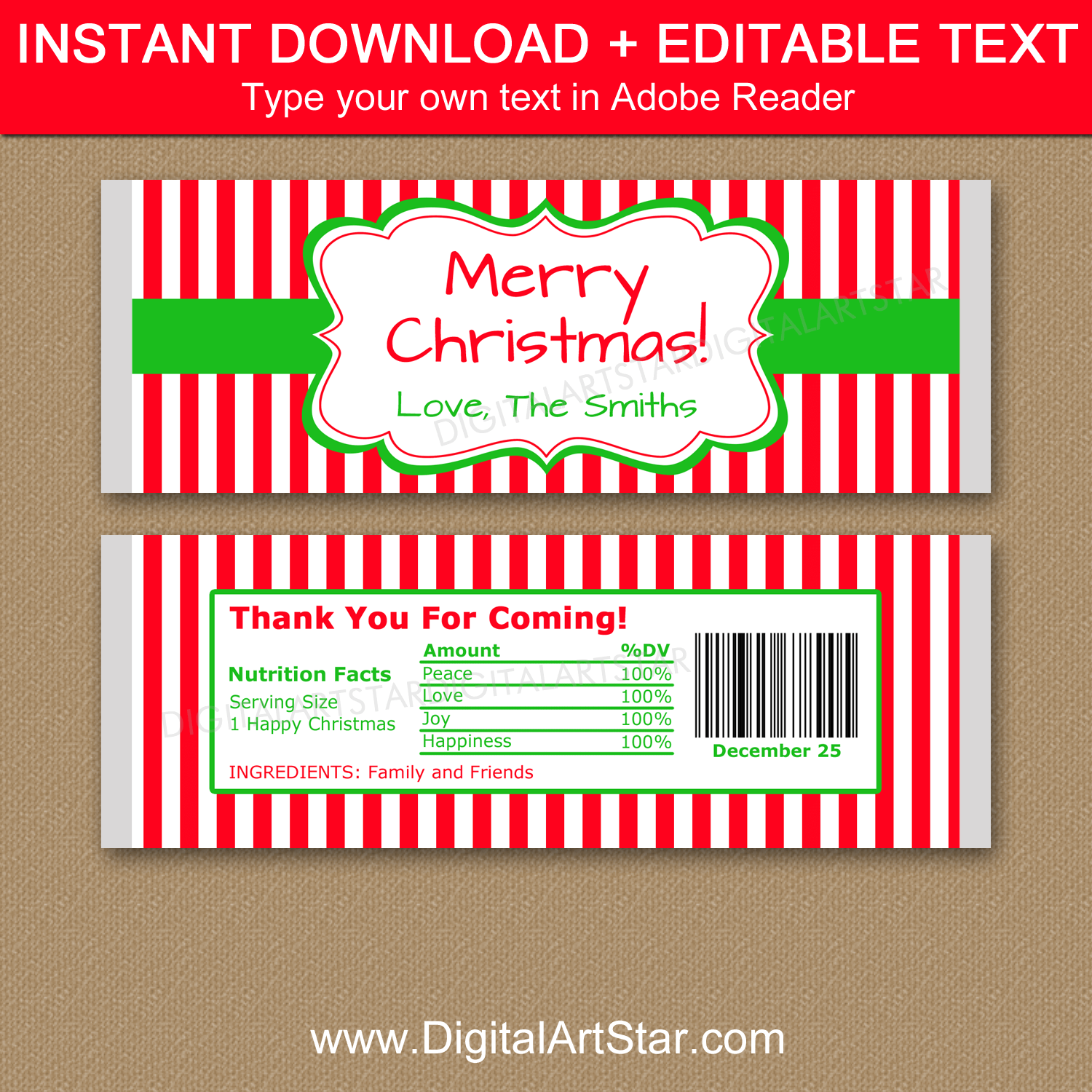 Instant Download With Editable Text Christmas Chocolate Labels Chalkboard Printable Christmas Gifts Christmas Candy Bar Wrappers Paper Paper Party Supplies