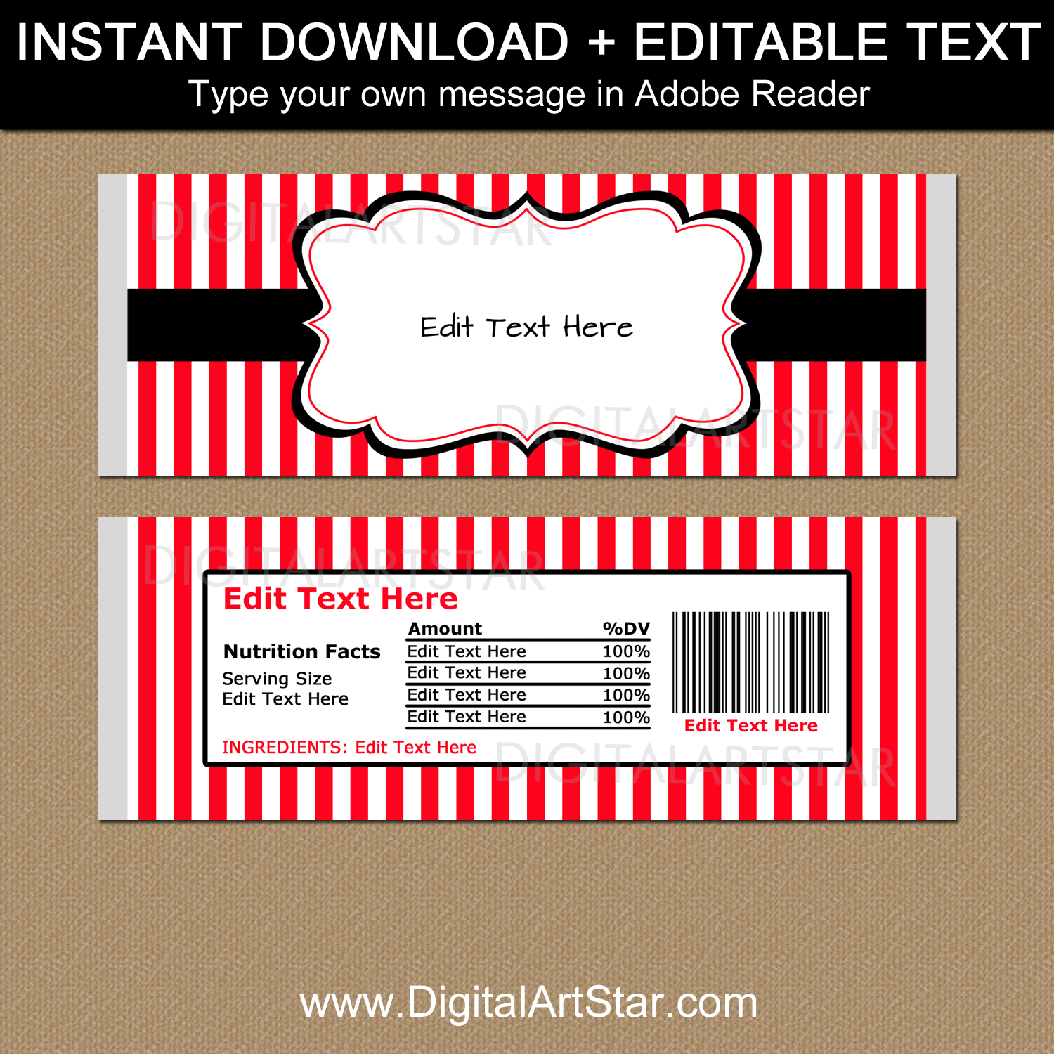 free editable candy bar wrapper template