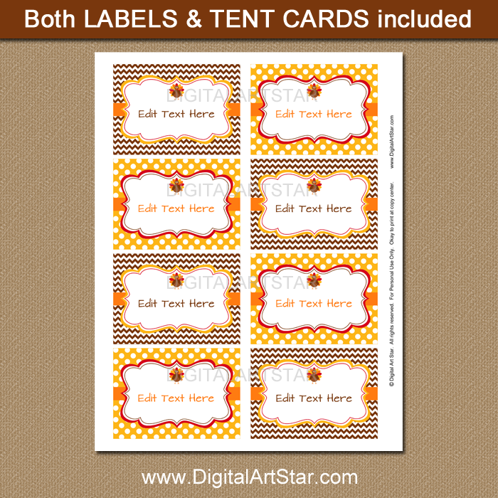 thanksgiving-tent-cards-and-labels-brown-and-yellow-digital-art-star