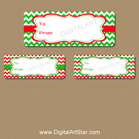 Christmas Water Bottle Labels template – red & green