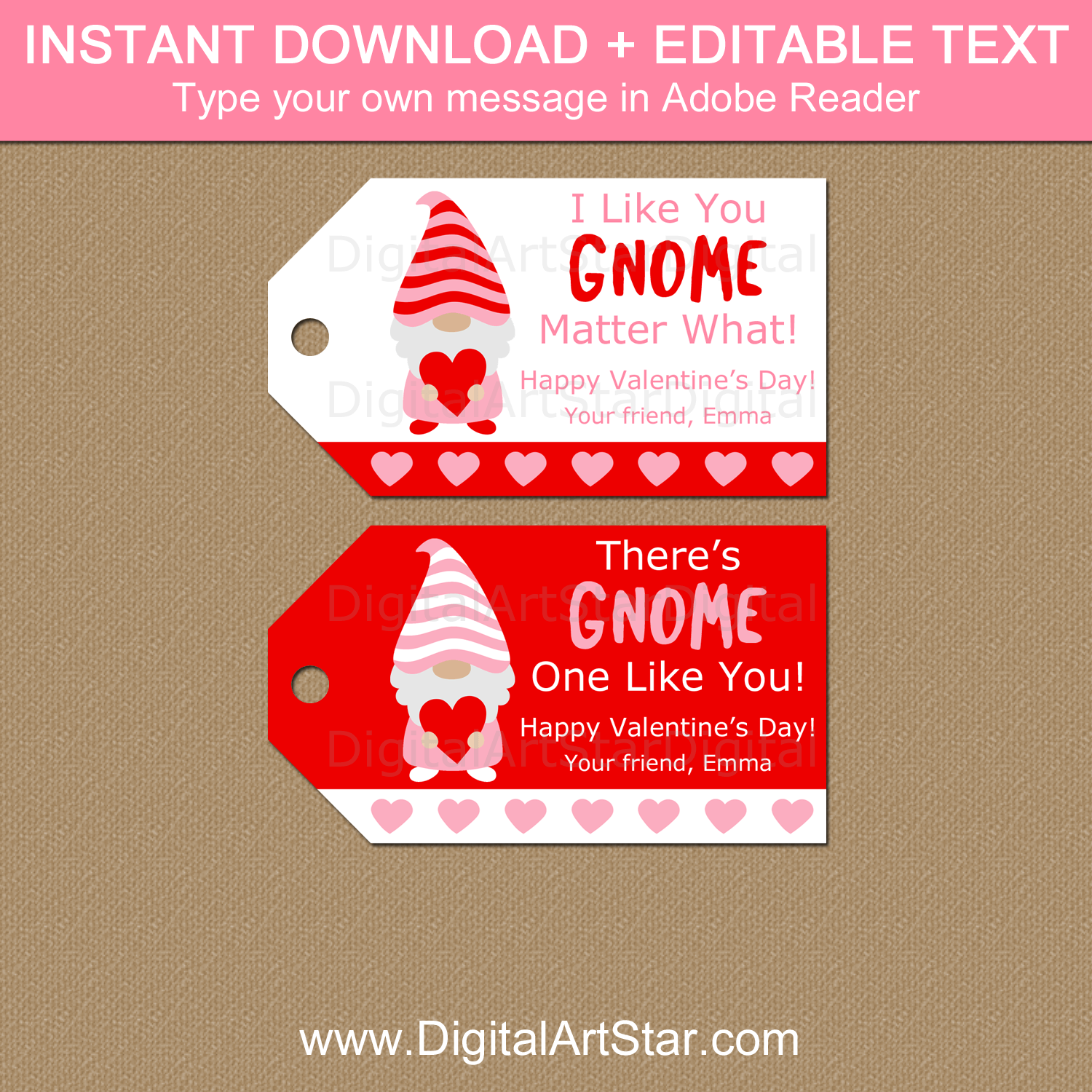 Download Gnome Valentine S Day Gift Tag Template Digital Art Star