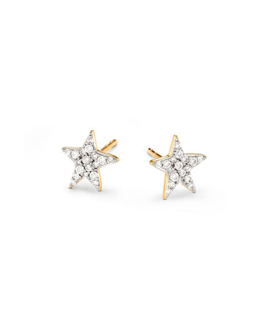 Davie 18k Gold Vermeil Pave Stud Earrings in White Diamond