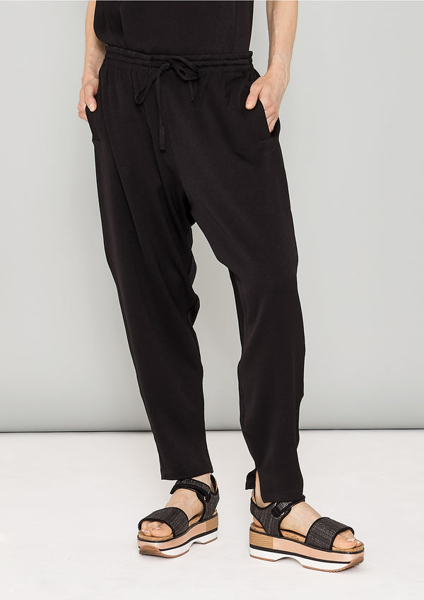 PANTS LOOSE ELASTIC - HEAVY DRAPING black | BERENIK