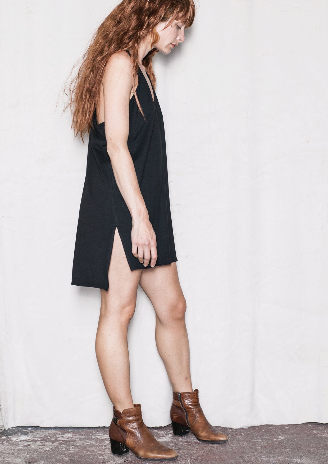 TANK TOP / DRESS OVERSIZED - black shiny