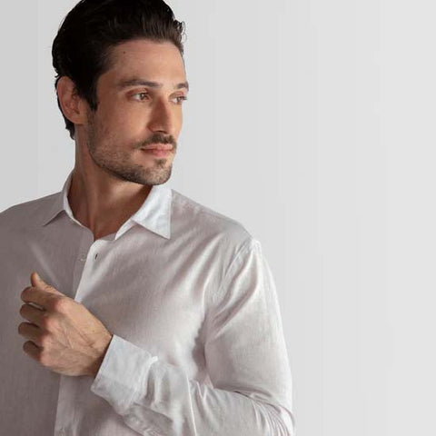 Camisa branca masculina de linho