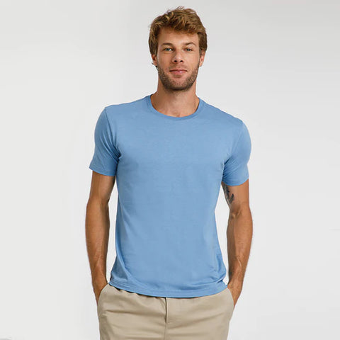 Camiseta de algodão peruano azul