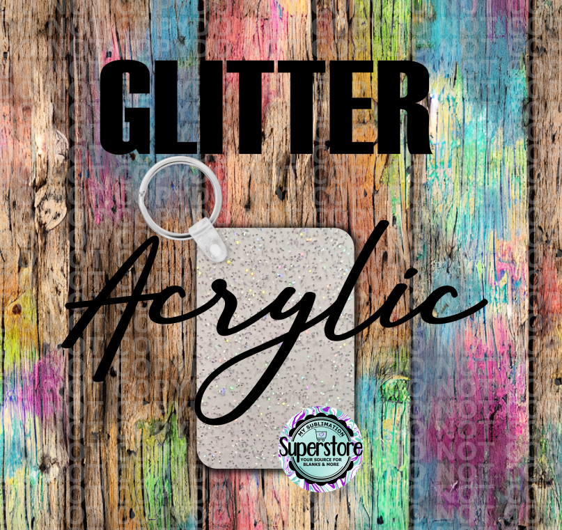 Glitter - Acrylic Rounded corner rectangle - Keychain - Sublimation Glitter Acrylic 2.75"