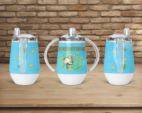 Monkey 12oz Kids Flip Top Sippy Cup Sublimation Design, Watercolor Monkey  Flip Top Kids Sublimation PNG, Instant Download, Tumbler Template 