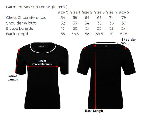Base Layer T-Shirt Measurement Chart